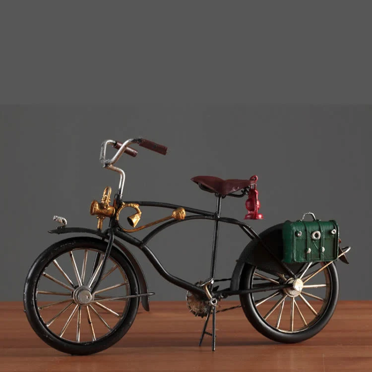 Handmade Artificial Metal Craft Antique Bike Toy Vintage Metal Ornamental Decoration for Home Pub Office