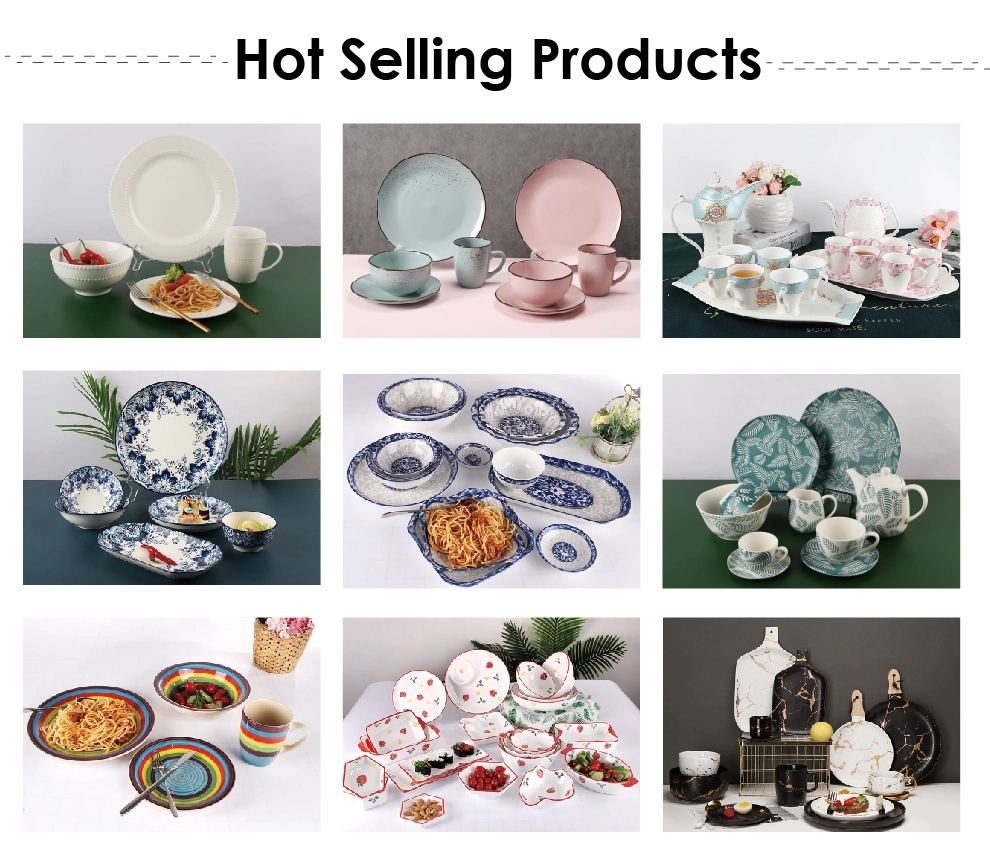 Cherry Blossoms Porcelain Set Bulk Pink Colored Ceramic Stoneware Dinnerware Set