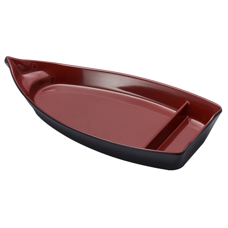 restaurant Tableware Irregular Black and Red Melamine Plates