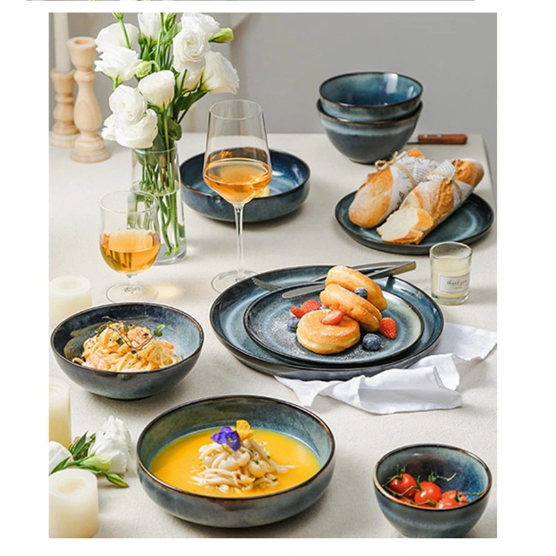 Stoneware Household Nordic Light Luxury Reactive Glaze Ceramic Kitcenware Dinnerware Set