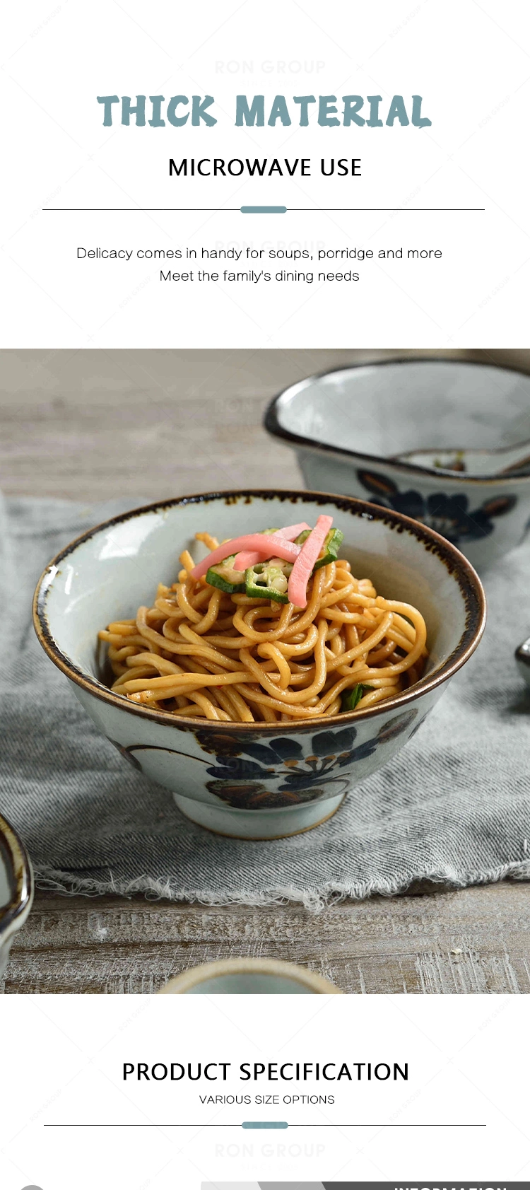 Wholesales Price Dinnerware 7.5′′ Ceramic Rice Noodle Soup Bowl for Hotel Restaurant Wedding