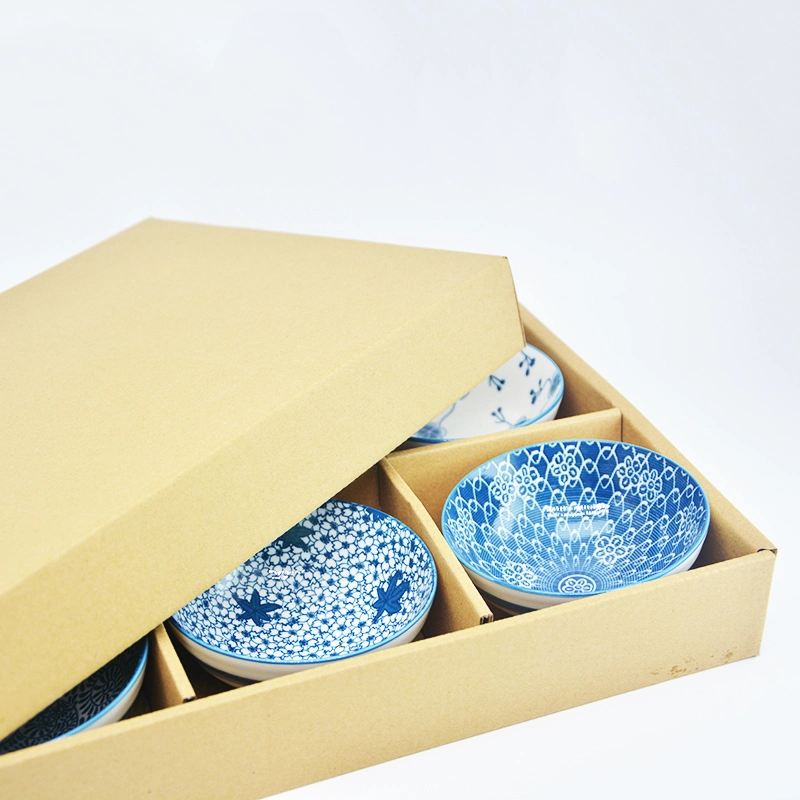 Wholesale Custom Blue Ceramics Dinner Set Bowl with Japanese Style for Restaurant